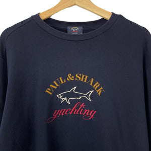 Paul and Shark Navy Embroidered Logo Crew Neck Sweater - Double Extra Large (XXL) PTP 24.5"