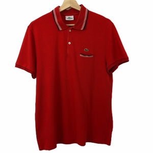 Lacoste Red Short Sleeved Polo - Medium (M) PTP 20.5"