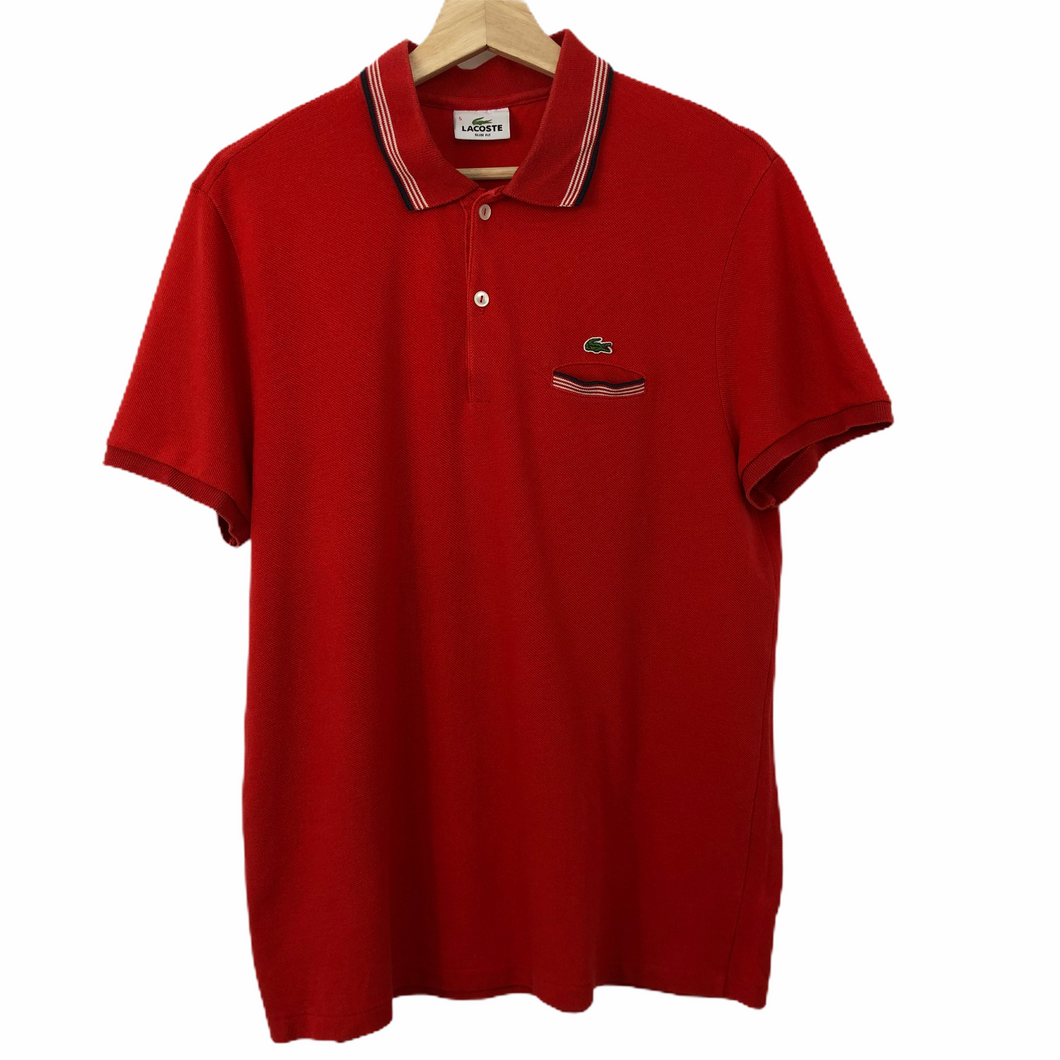 Lacoste Red Short Sleeved Polo - Medium (M) PTP 20.5