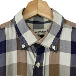 Aquascutum Block Check Long Sleeved Shirt - Medium (M) PTP 23"