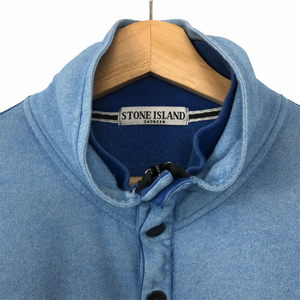 Stone Island Blue Zip / Button Up Sweater - Extra Large (XL) PTP 25"