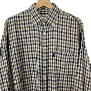 Aquascutum House Check Long Sleeved Shirt - Large (L) PTP 24.5"