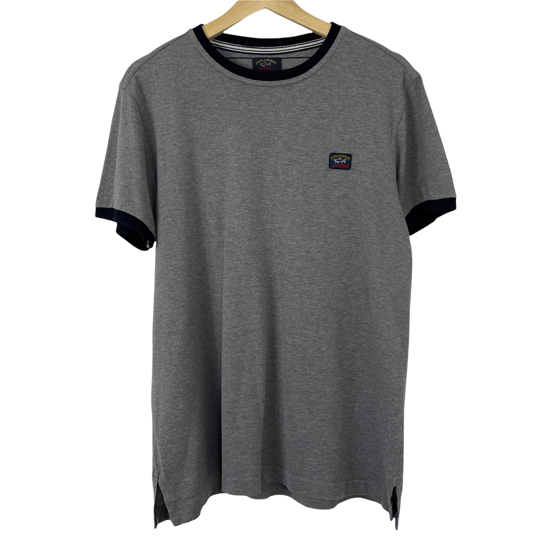 Paul and Shark Grey Short Sleeved Logo T-Shirt - Large (L) PTP 20.75