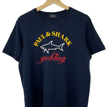 Load image into Gallery viewer, Paul and Shark Navy Short Sleeved Logo T-Shirt - Medium (M) PTP 19.75&quot;
