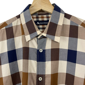 Aquascutum Block Check Long Sleeved Shirt - Medium (M) PTP 20.5"