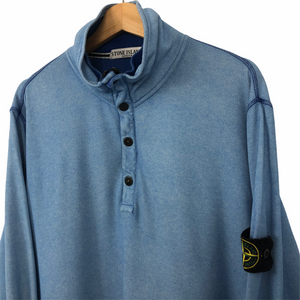 Stone Island Blue Zip / Button Up Sweater - Extra Large (XL) PTP 25"