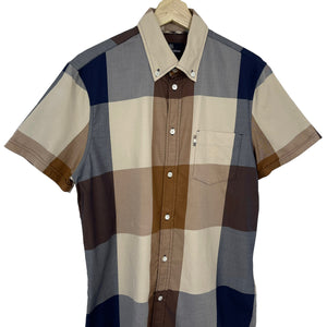 Aquascutum Block Check Short Sleeved Shirt - Medium (M) PTP 21"