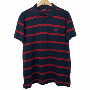 Paul and Shark Navy / Red Striped Short Sleeved Polo - Large (L) PTP 21"