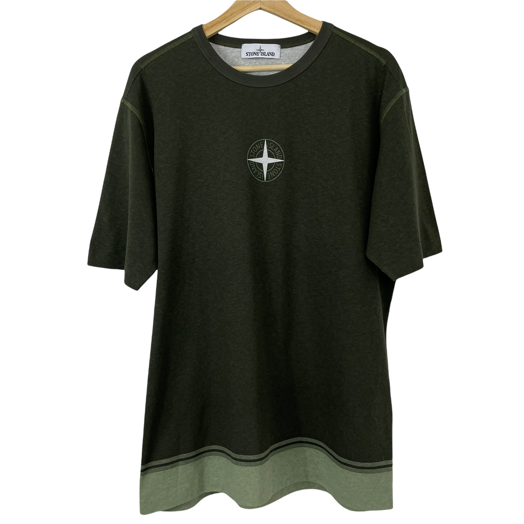 Stone Island Olive Short Sleeved Logo T-Shirt - Large (L) PTP 22.5