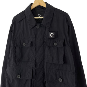 Ma.Strum Black Button Up Multi Pocket Overshirt - Medium (M) PTP 23.5"