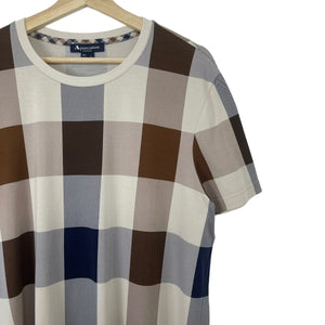 Aquascutum Block Check Short Sleeved T-Shirt - Large (L) PTP 21.25"