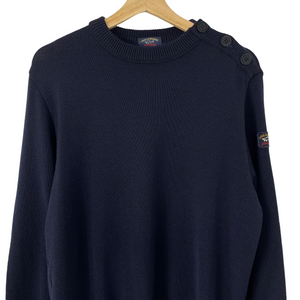 Paul and Shark Navy 100% Wool Crew Neck Sweater - Extra Large (XL) PTP 22"