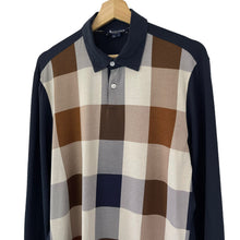 Load image into Gallery viewer, Aquascutum Navy / Block Check Long Sleeved Polo - Medium (M) PTP 22&quot;
