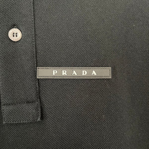 Prada Black Rubber Logo Short Sleeved Polo - Double Extra Large (XXL) PTP 21.75"