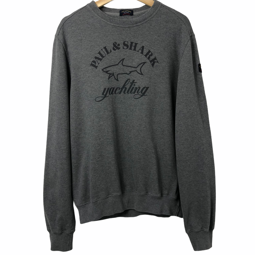 Paul and Shark Grey Crew Neck Logo Sweater - Large (L) PTP 23.25