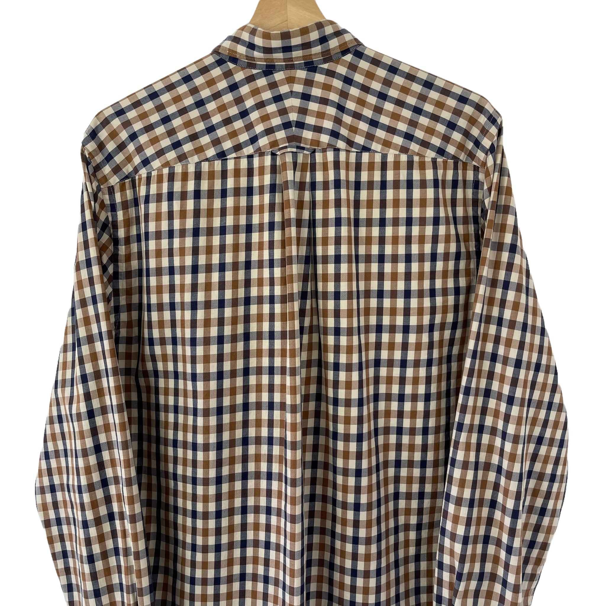 Aquascutum House Check Long Sleeved Shirt Large L PTP 21.75