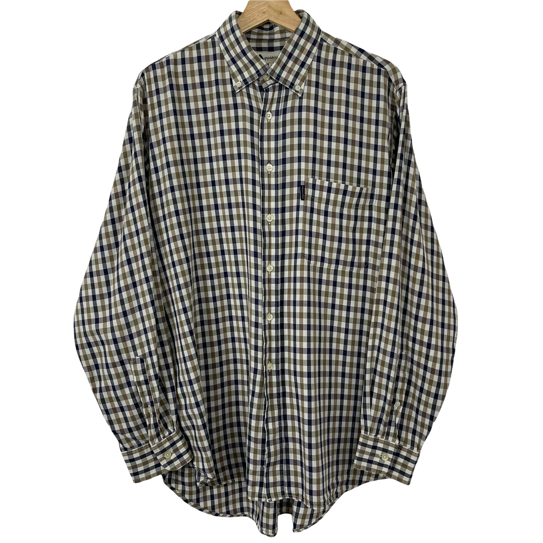 Aquascutum House Check Long Sleeved Shirt - Large (L) PTP 24.5