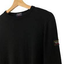 Load image into Gallery viewer, Paul and Shark Black 100% Wool Crew Neck Sweater - Large (L) PTP 20&quot;
