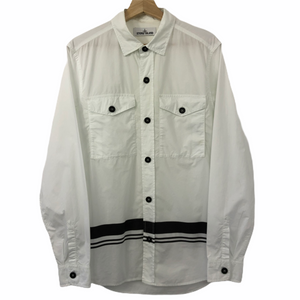 Stone Island Marina White Button Up Overshirt - Medium (M) PTP 21"