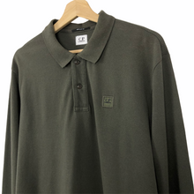 Load image into Gallery viewer, C.P Company Khaki Long Sleeved Logo Patch Polo - Extra Large (XL) PTP 23.5&quot;
