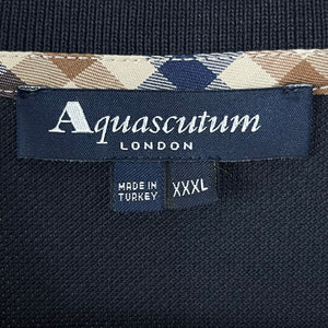 Aquascutum Navy / House Check Short Sleeved Polo - Triple Extra Large (XXXL) PTP 24"