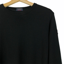 Load image into Gallery viewer, Paul and Shark Black 100% Wool Crew Neck Logo Sweater - Large (L) PTP 20.75&quot;
