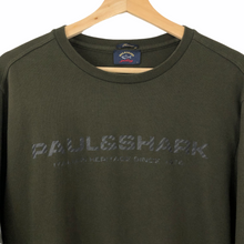 Load image into Gallery viewer, Paul and Shark Khaki Crew Neck Spell Out Logo Sweater - Large (L) PTP 21.25&quot;
