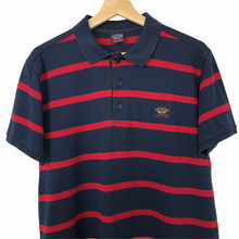 Load image into Gallery viewer, Paul and Shark Navy / Red Striped Short Sleeved Polo - Large (L) PTP 21&quot;
