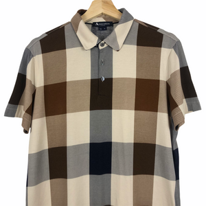 Aquascutum Block Check Short Sleeved Polo - Medium (M) PTP 20.5"