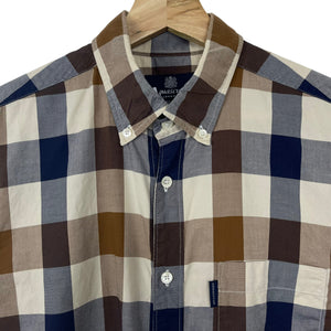 Aquascutum Block Check Long Sleeved Shirt - Medium (M) PTP 20.5"