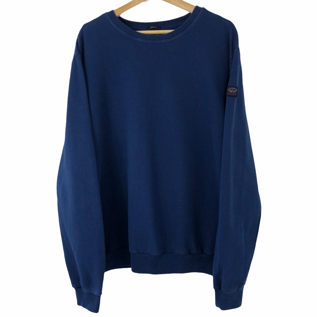 Paul and Shark Blue Crew Neck Logo Sweater - Triple Extra Large (XXXL) PTP 25.25