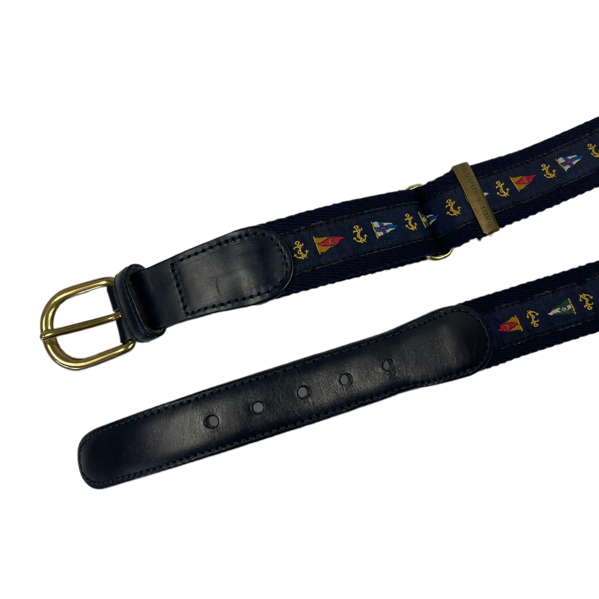 Paul & Shark - Leather belt with nautical flags