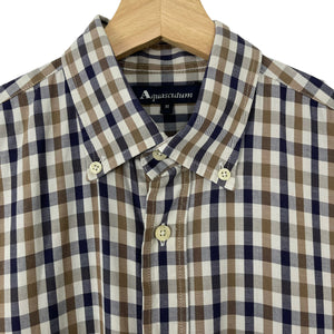 Aquascutum House Check Short Sleeved Shirt - Medium (M) PTP 21.75"