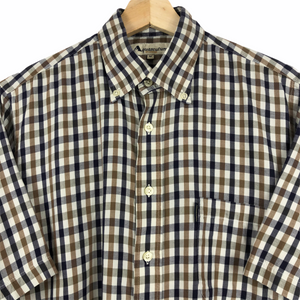 Aquascutum House Check Short Sleeved Shirt - Medium (M) PTP 23"