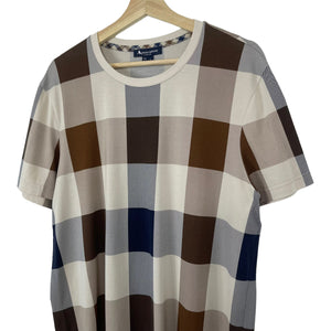 Aquascutum Block Check Short Sleeved T-Shirt - Large (L) PTP 21.25"