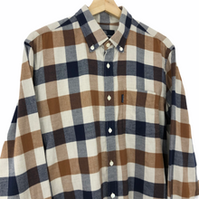 Load image into Gallery viewer, Aquascutum Flannel Block Check Long Sleeved Shirt - Large (L) PTP 21.25&quot;
