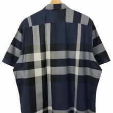 Load image into Gallery viewer, Burberry Brit Navy Blue Nova Check Short Sleeved Shirt - Double Extra Large (XXL) PTP 24.75&quot;
