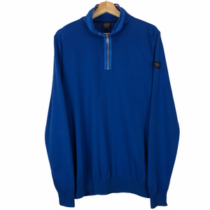 Paul and Shark Blue Half Zip Pullover Sweater - Extra Large (XL) PTP 22"