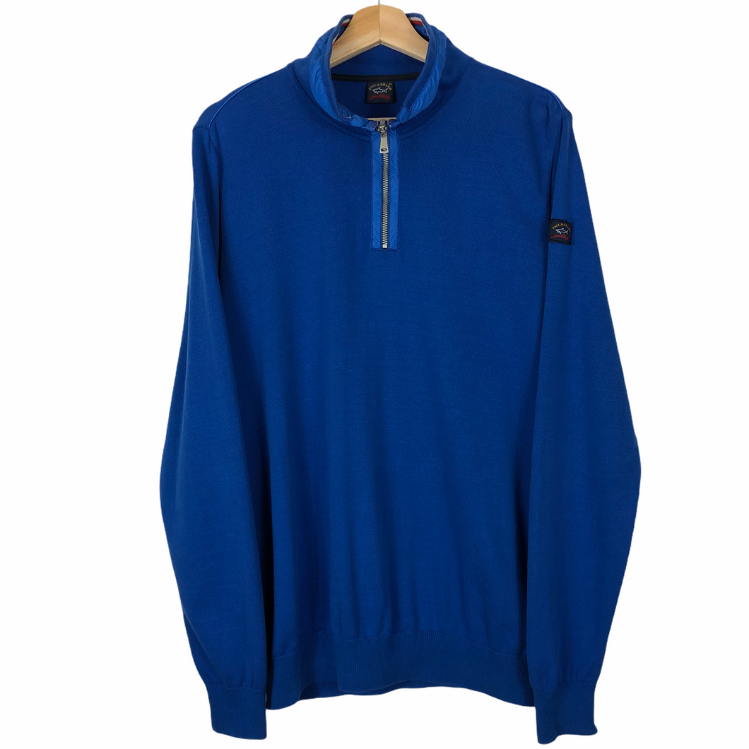 Paul and Shark Blue Half Zip Pullover Sweater - Extra Large (XL) PTP 22
