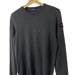 Paul and Shark Grey Crew Neck Wool Sweater - Medium (M) PTP 18"