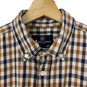 Aquascutum House Check Short Sleeved Shirt - Large (L) PTP 21.5"