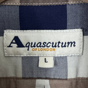 Aquascutum Block Check Long Sleeved Shirt - Large (L) PTP 24.5"