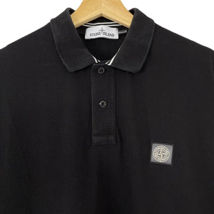 Stone Island Black Short Sleeved Polo - Large (L) PTP 21.5"