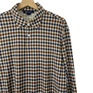 Aquascutum House Check Long Sleeved Polo - Extra Large (XL) PTP 24.25"