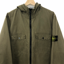 Load image into Gallery viewer, Stone Island Khaki Zip Up Hooded Overshirt - Extra Large (XL) PTP 23.75&quot;
