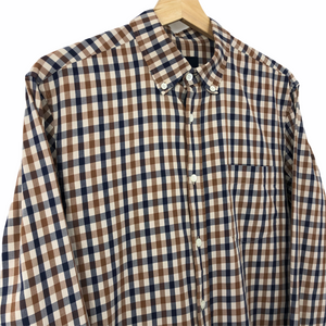 Aquascutum House Check Long Sleeved Shirt - Medium (M) PTP 20.25"