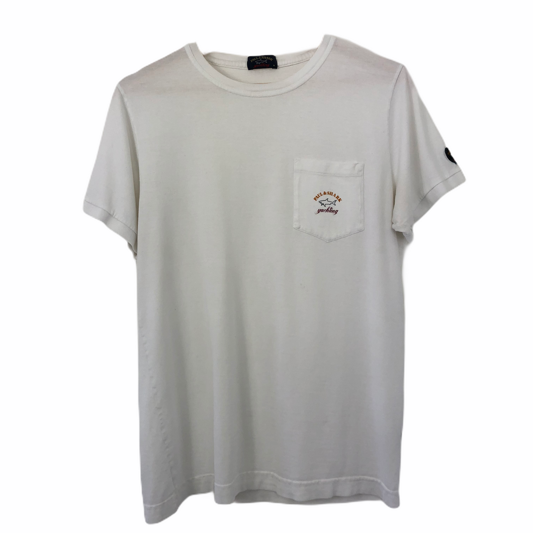 Paul and Shark White Short Sleeved Pocket T-Shirt - Medium (M) PTP 19.5