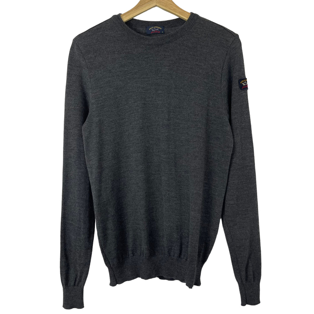 Paul and Shark Grey Crew Neck Wool Sweater - Medium (M) PTP 18