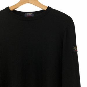 Paul and Shark Black 100% Wool Crew Neck Sweater - Large (L) PTP 20"