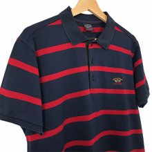 Load image into Gallery viewer, Paul and Shark Navy / Red Striped Short Sleeved Polo - Large (L) PTP 21&quot;
